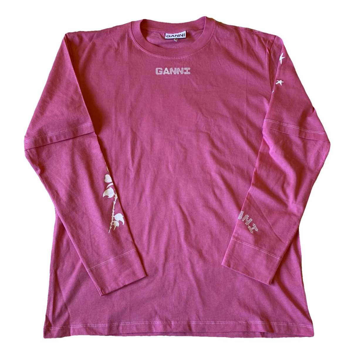 Pre-owned Ganni T-shirt In Pink