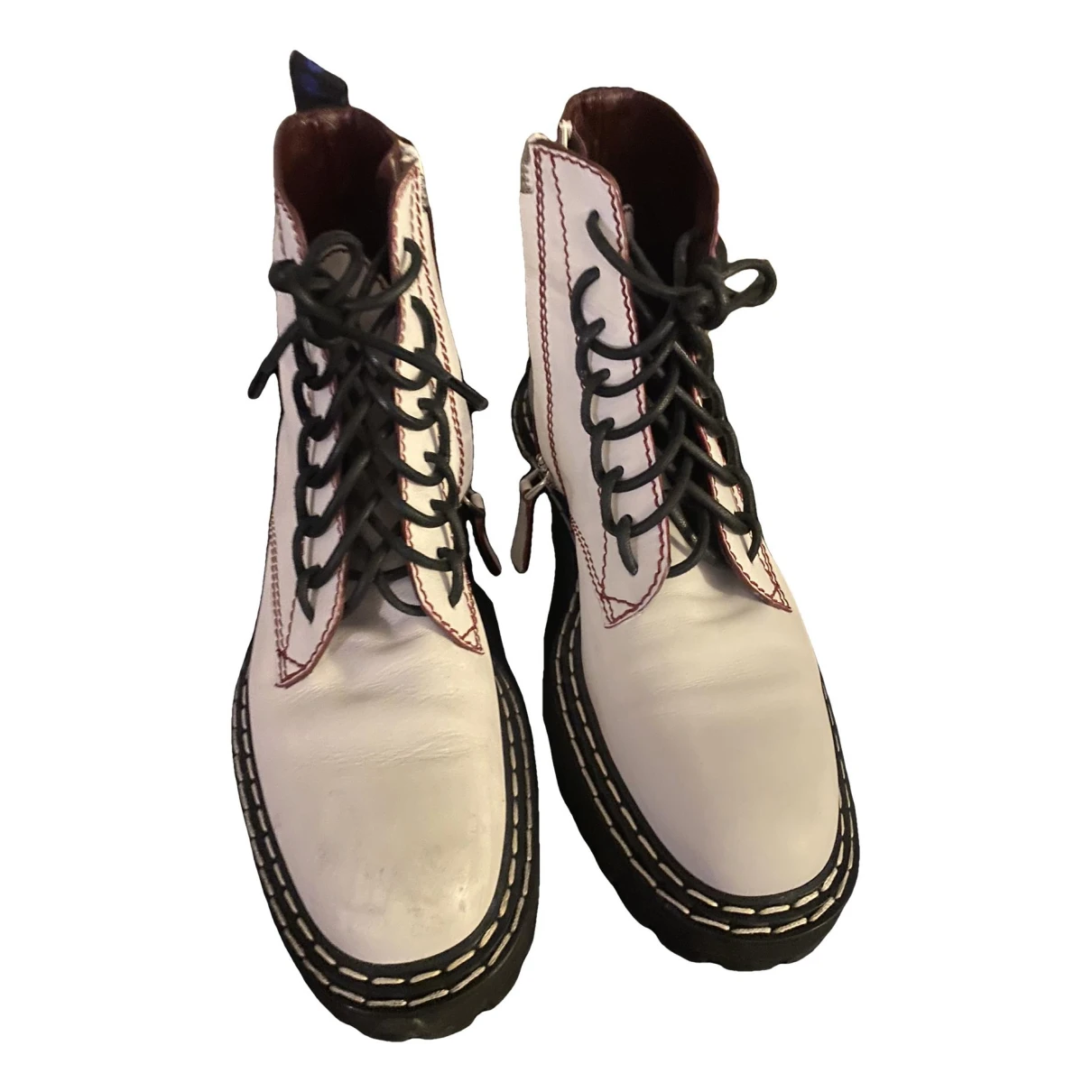 Pre-owned Proenza Schouler Leather Biker Boots In White