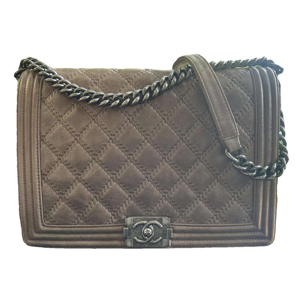 Pre-owned Chanel Boy Leather Crossbody Bag In Brown