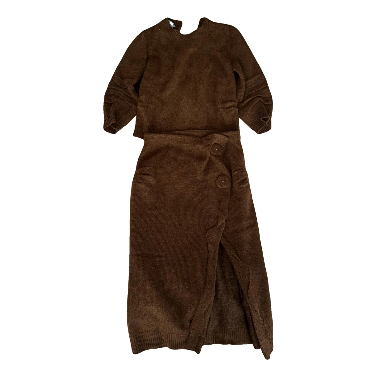 Pre-owned Prada Wool Mid-length Dress In Brown