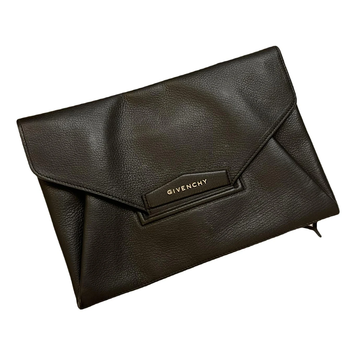 Pre-owned Givenchy Antigona Leather Clutch Bag In Black
