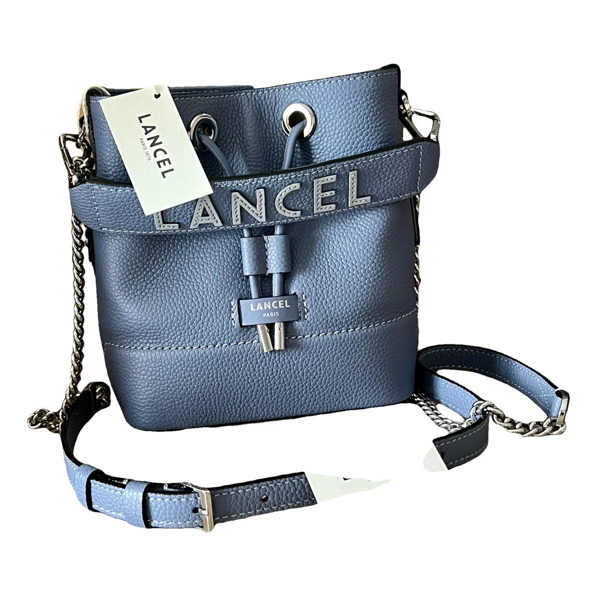 Pre-owned Lancel Ninon Leather Handbag In Blue