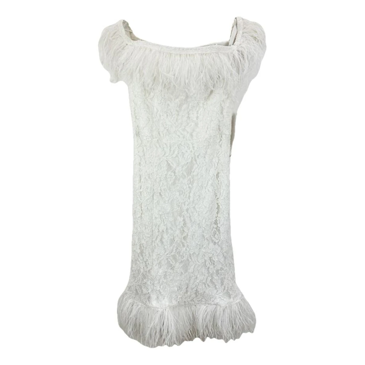 Pre-owned Aidan Mattox Lace Mid-length Dress In White