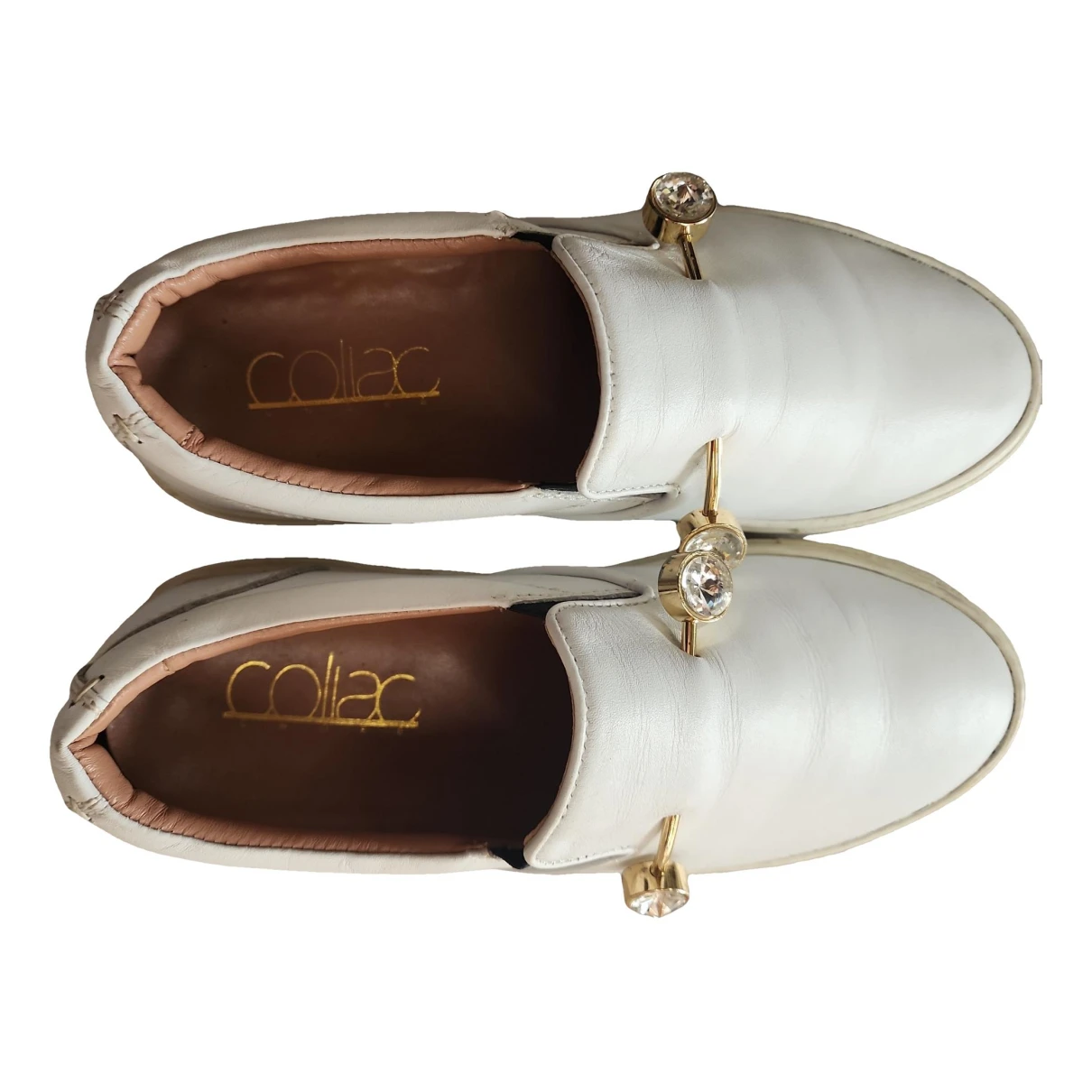Pre-owned Coliac Leather Flats In White