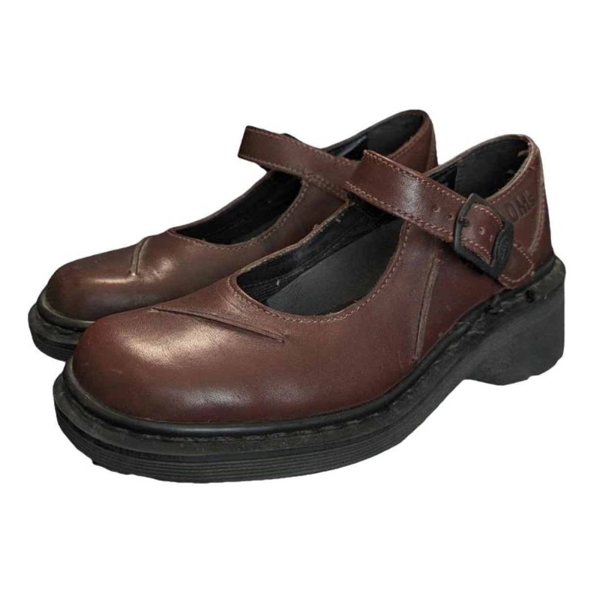 Pre-owned Dr. Martens' Leather Flats In Brown