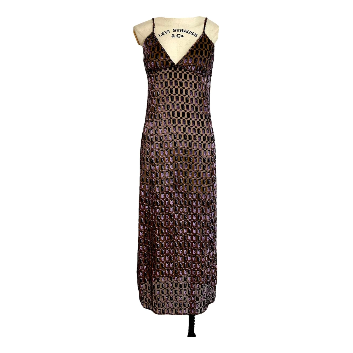 Pre-owned Prada Silk Maxi Dress In Brown