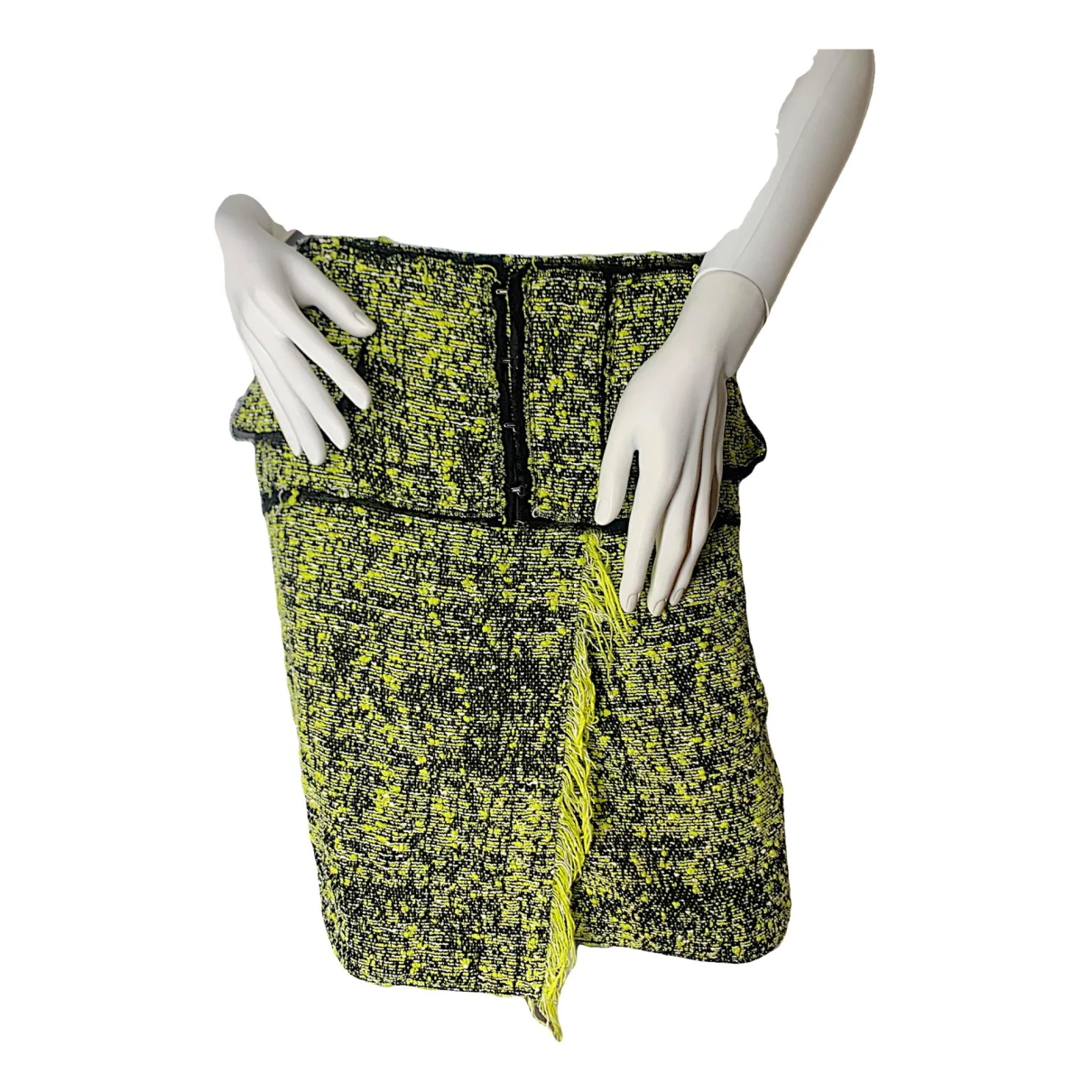 Pre-owned Proenza Schouler Tweed Mid-length Skirt In Yellow