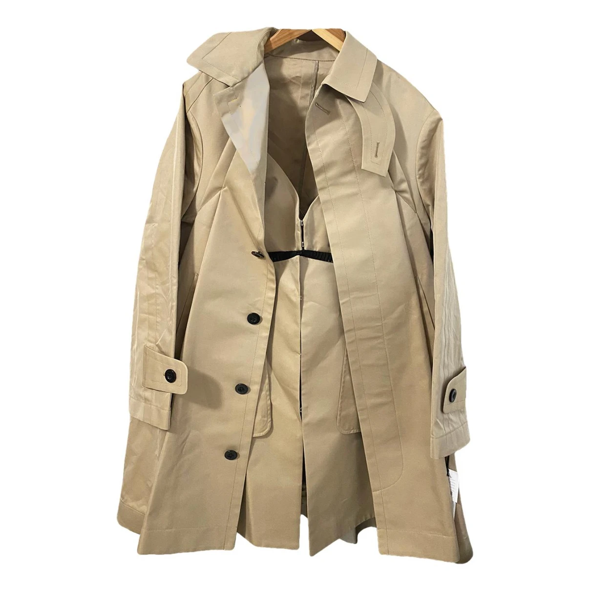 Pre-owned Sacai Trench Coat In Beige