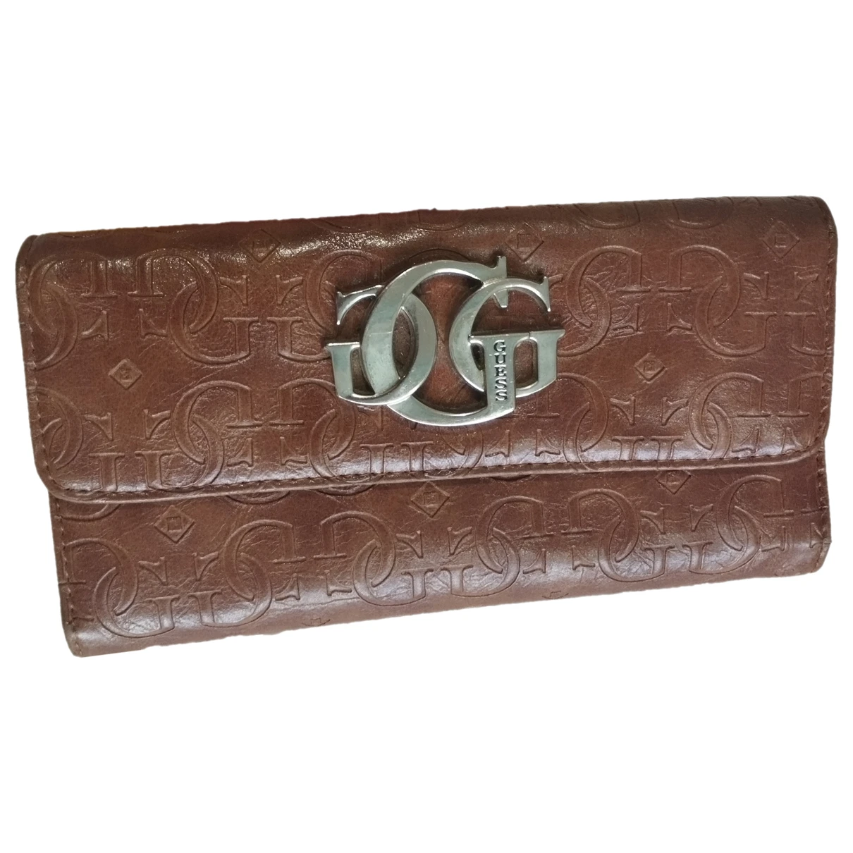 Pre-owned Guess Leather Wallet In Brown