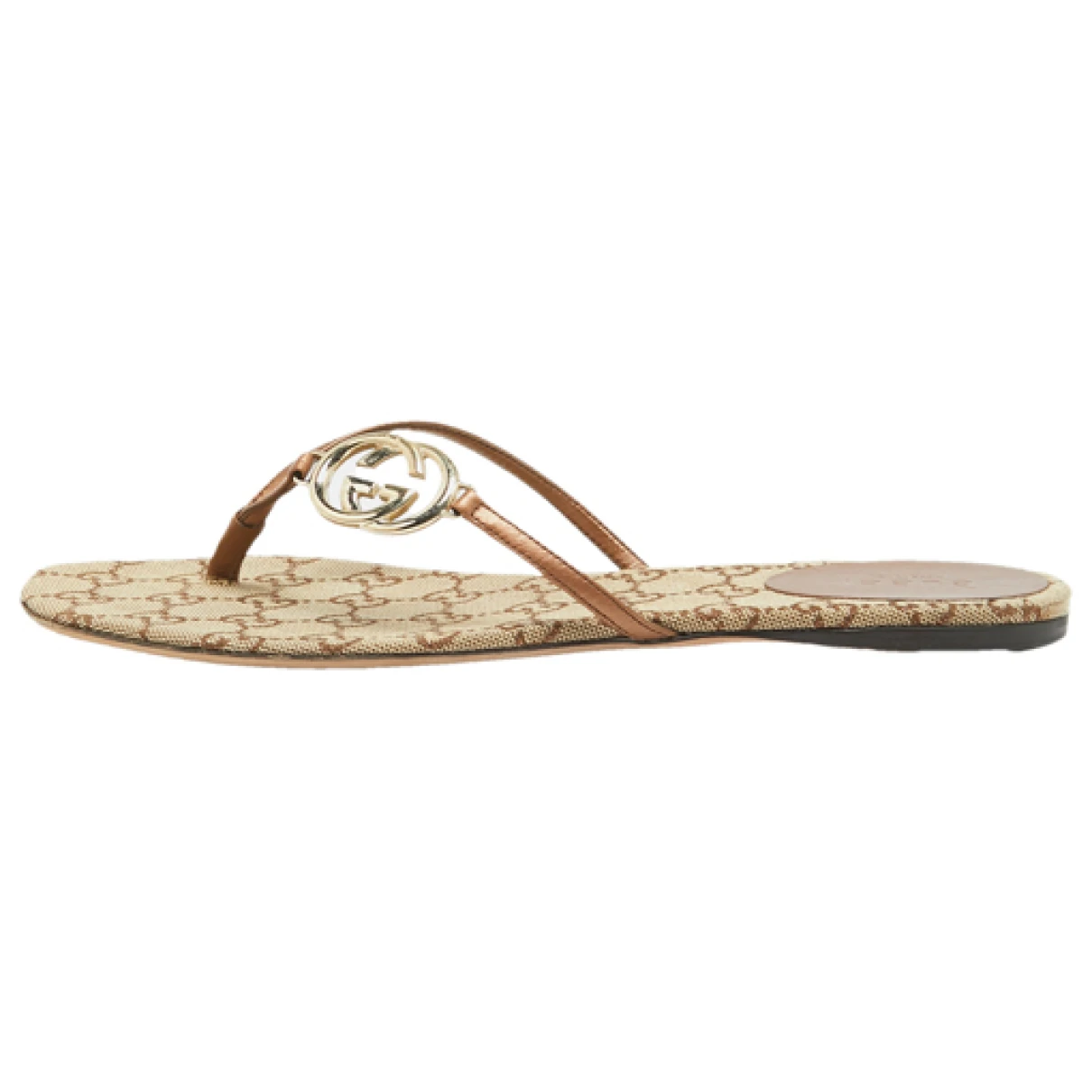 Pre-owned Gucci Cloth Sandal In Brown