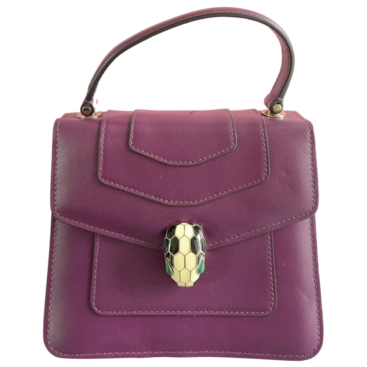Pre-owned Bvlgari Serpenti Leather Handbag In Purple