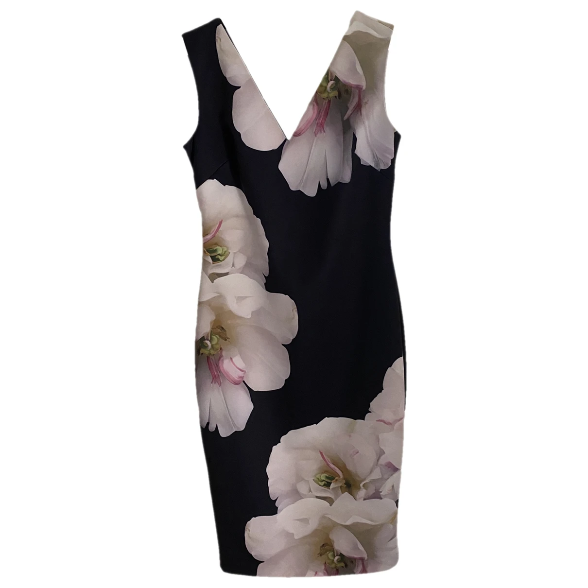 Pre-owned Ted Baker Silk Mid-length Dress In Navy