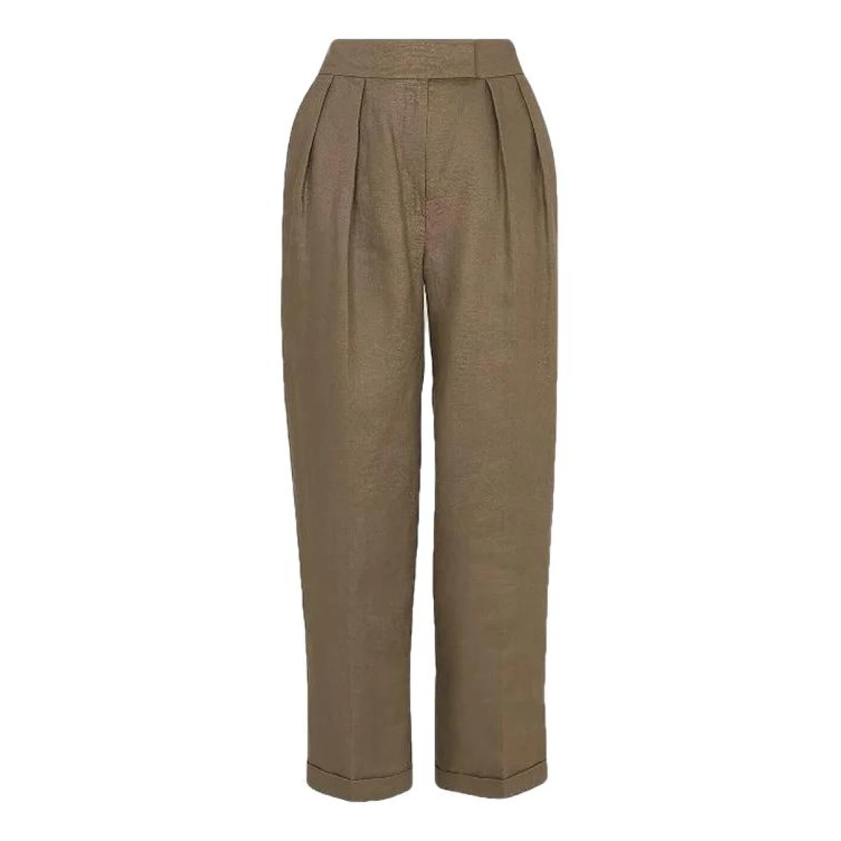 Pre-owned Whistles Linen Trousers In Khaki
