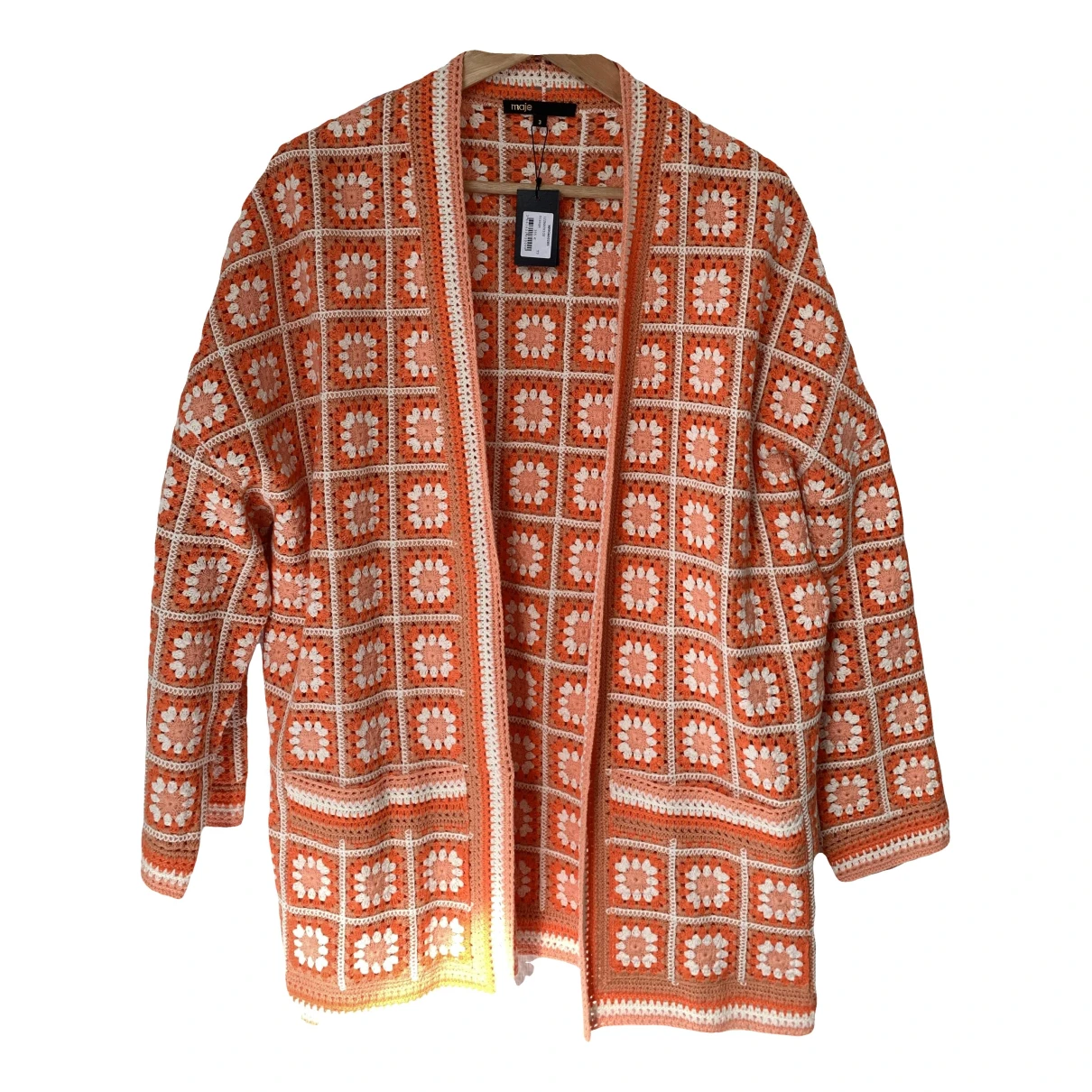Pre-owned Maje Cardi Coat In Orange