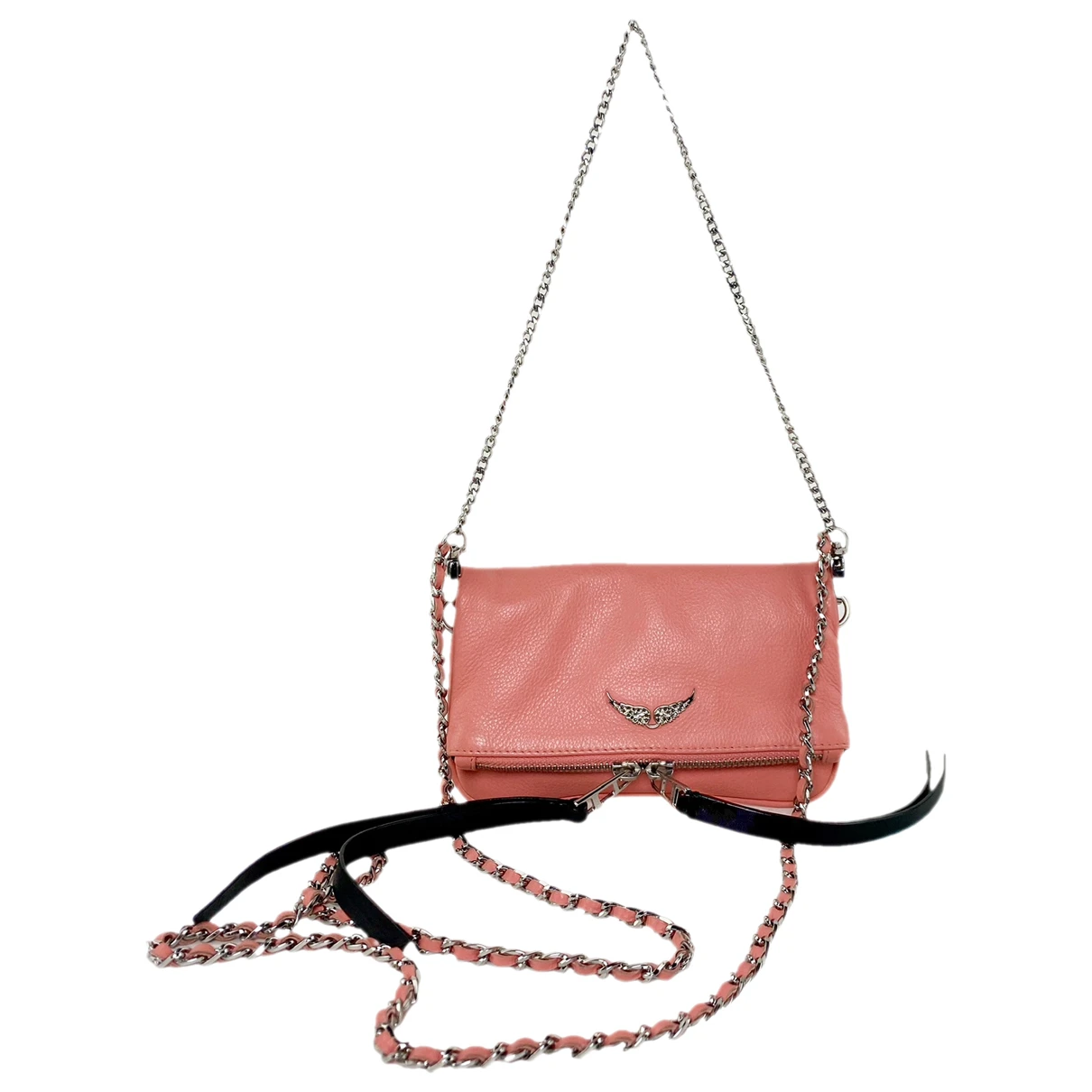 Pre-owned Zadig & Voltaire Rock Leather Crossbody Bag In Pink