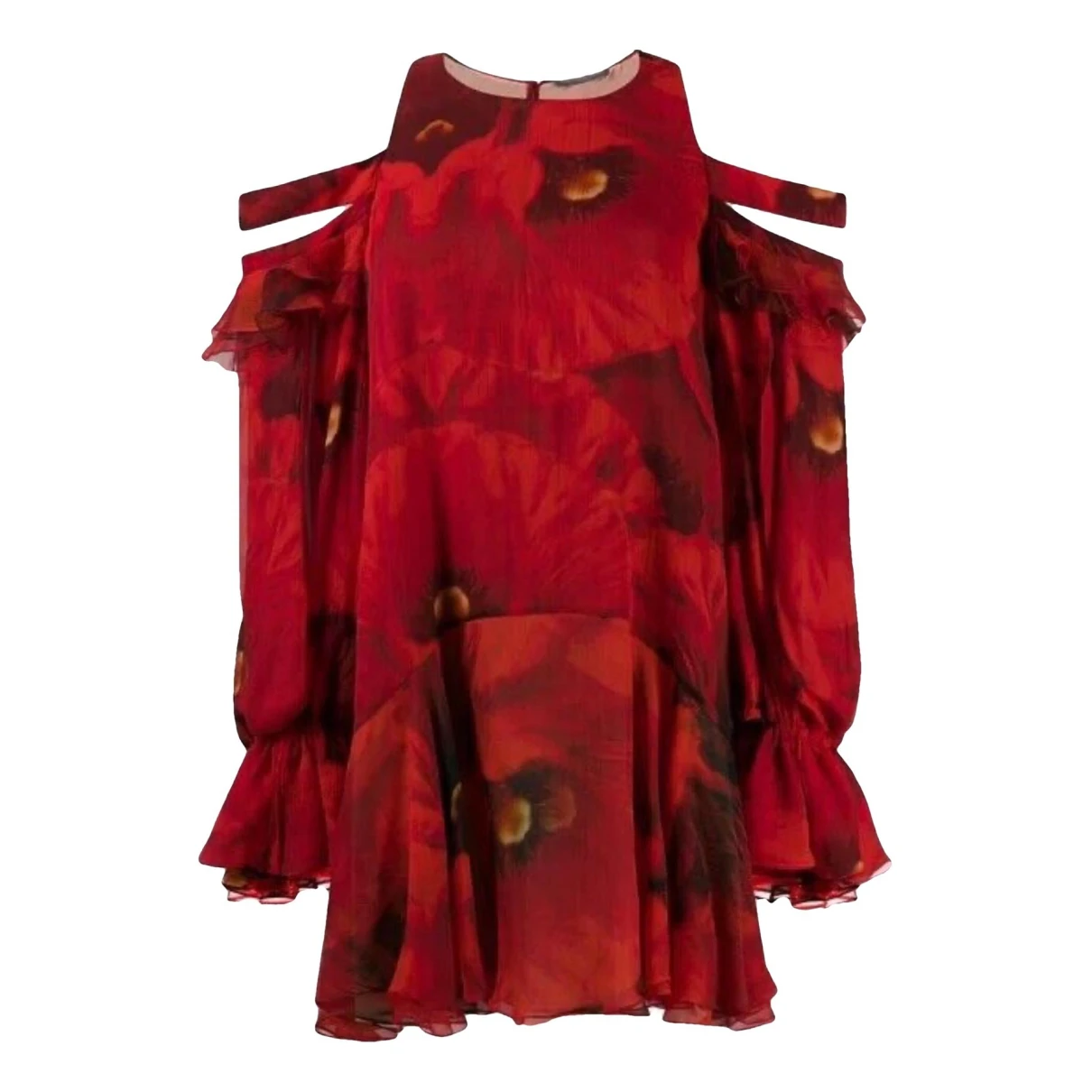 Pre-owned Alexander Mcqueen Silk Mini Dress In Red
