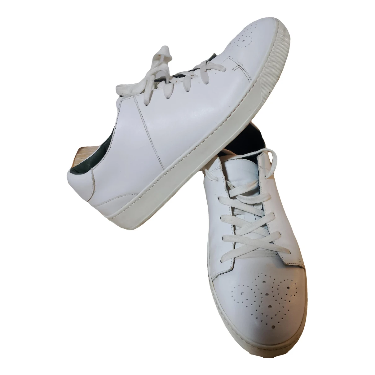 Pre-owned Pal Zileri Leather Low Trainers In White