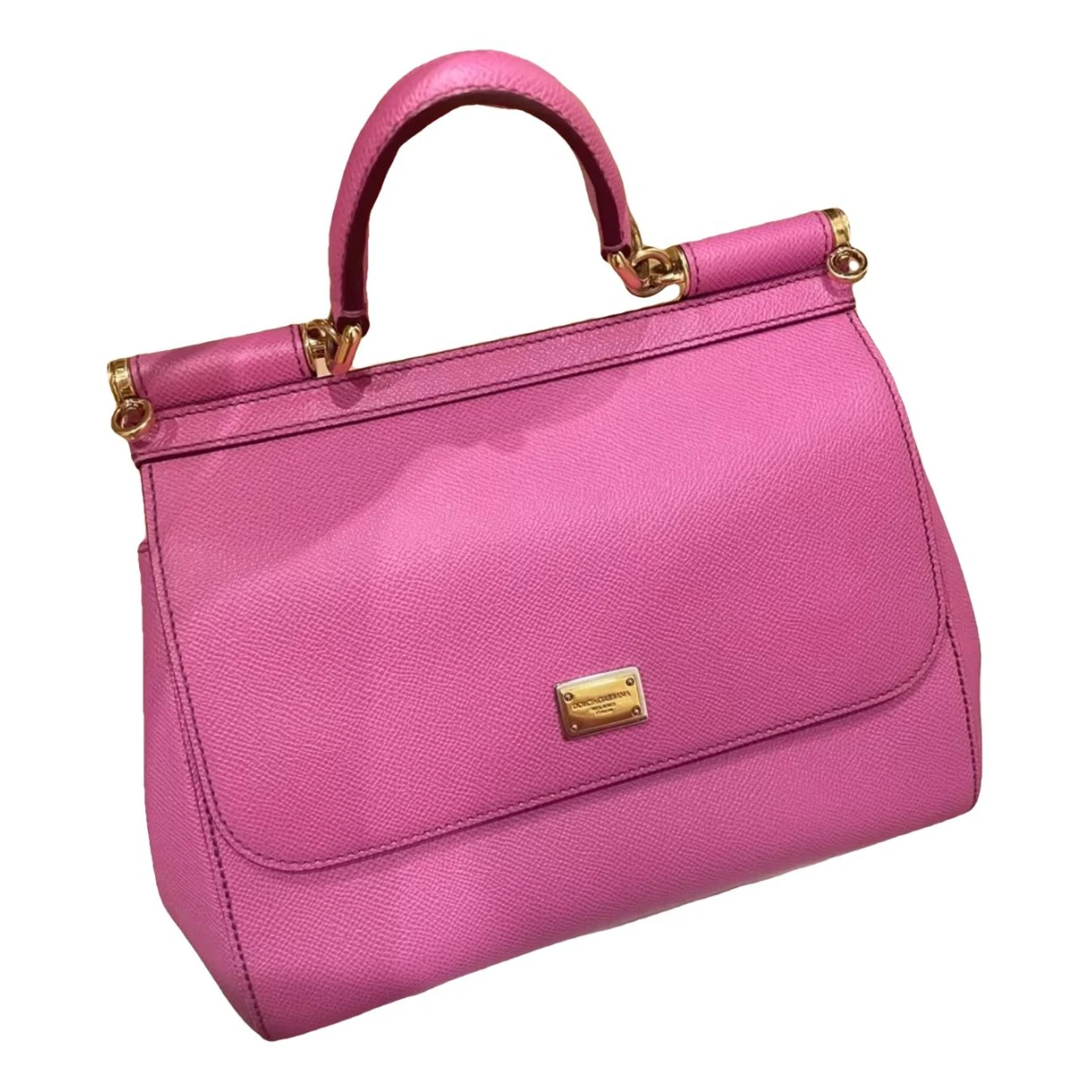 Pre-owned Dolce & Gabbana Sicily Leather Handbag In Pink