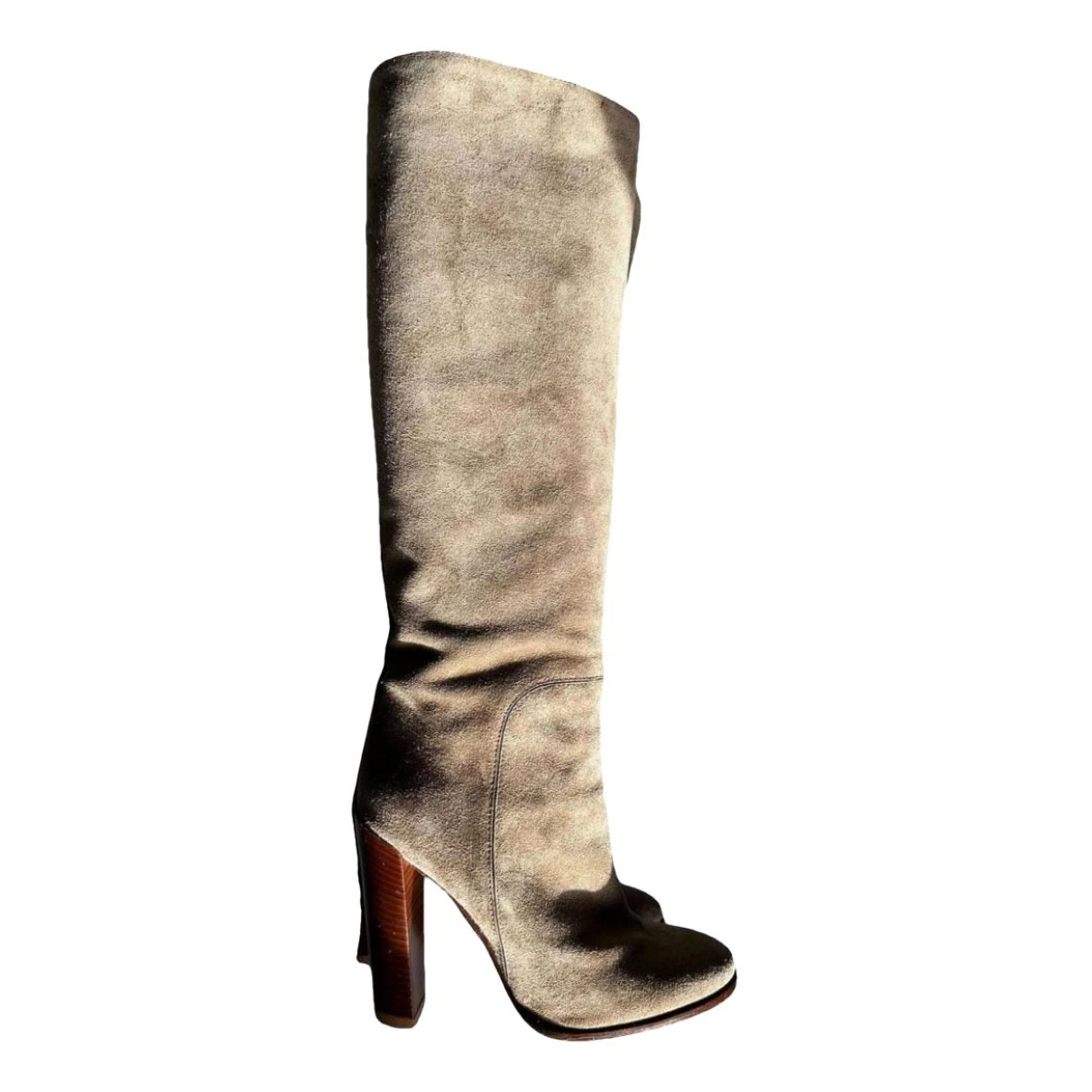 Pre-owned Celine Claude Riding Boots In Beige