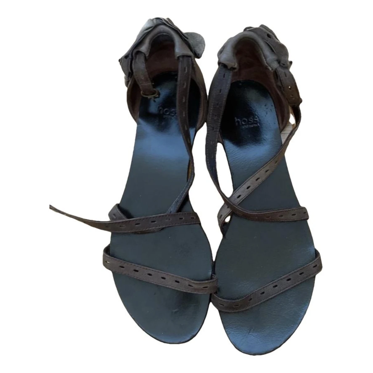 Pre-owned Hoss Intropia Leather Sandals In Brown