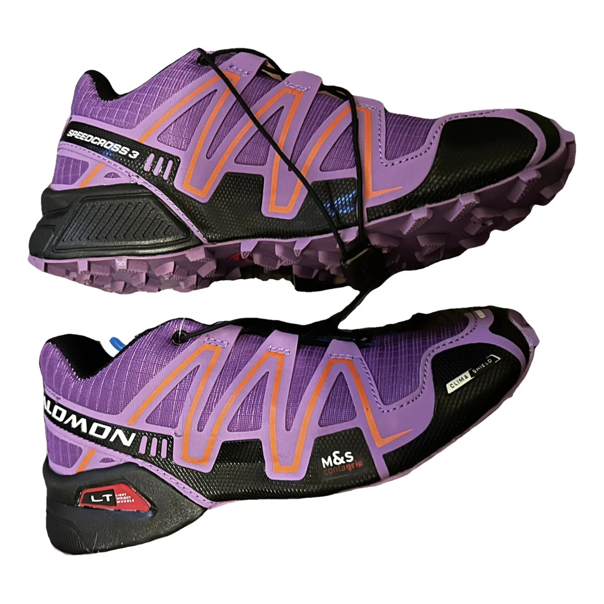Pre-owned Salomon Leather Trainers In Purple