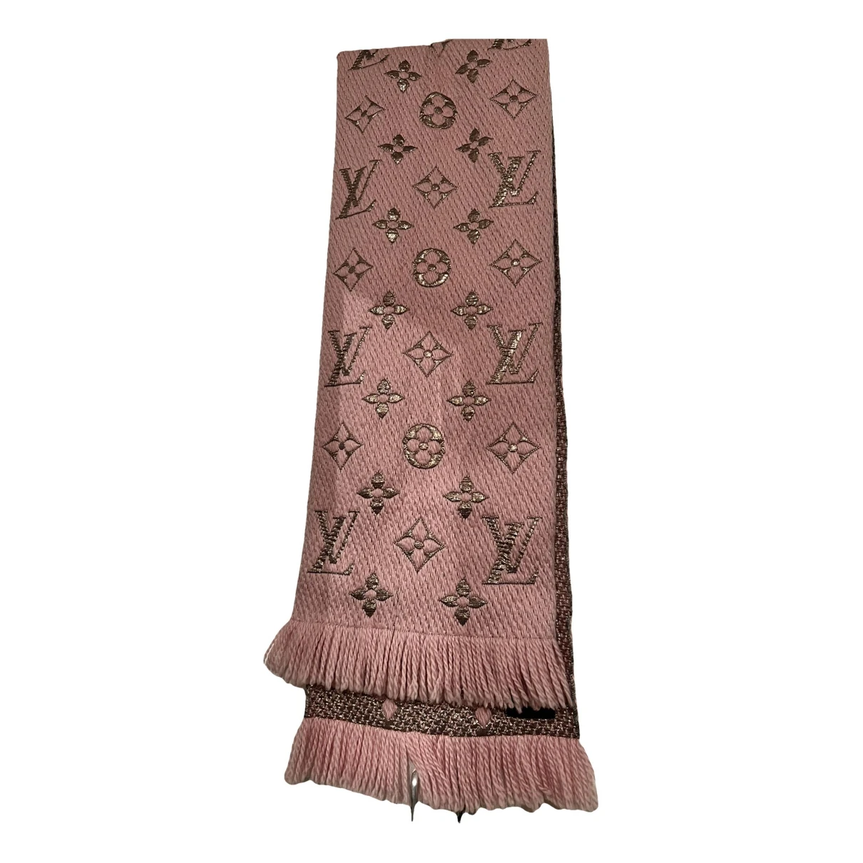 Pre-owned Louis Vuitton Logomania Wool Scarf In Pink