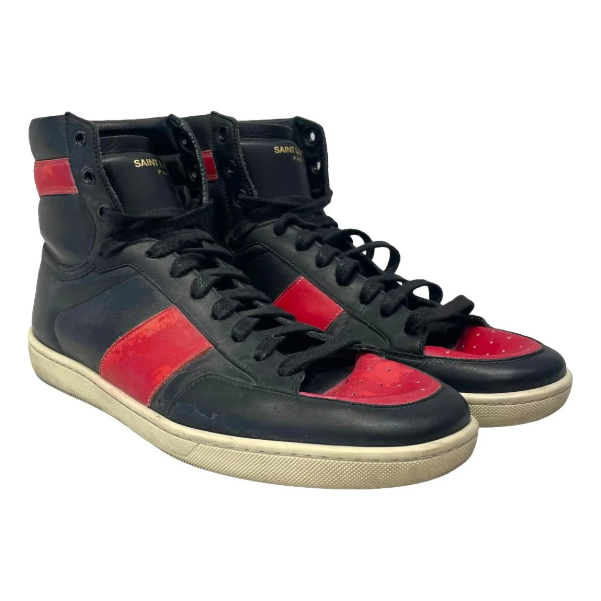Pre-owned Saint Laurent Leather High Trainers In Black
