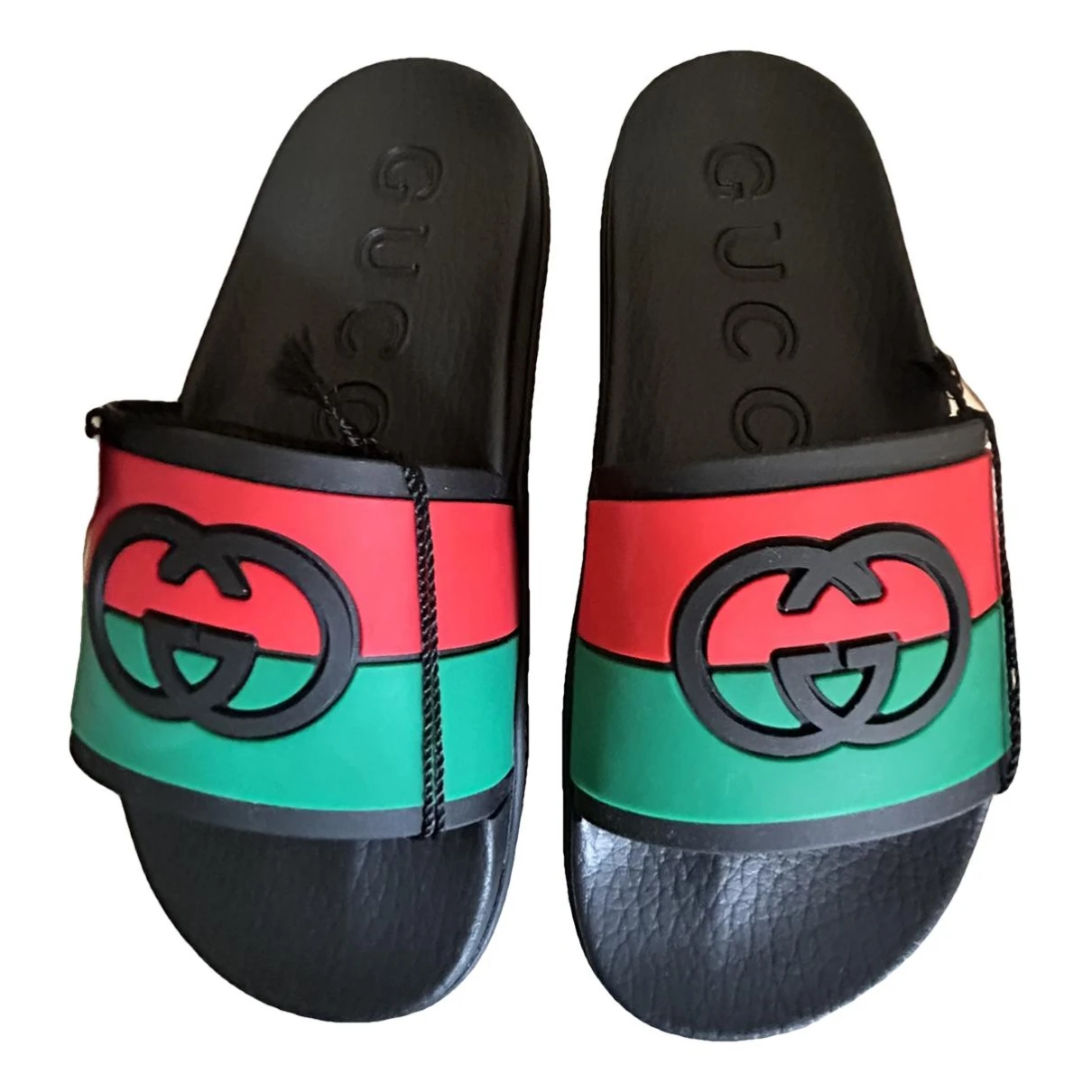 Pre-owned Gucci Double G Sandals In Black