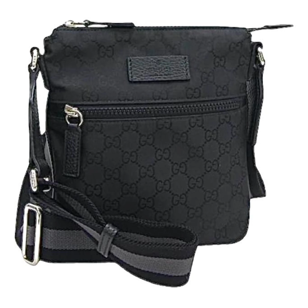 Pre-owned Gucci Ophidia Messenger Cloth Weekend Bag In Black