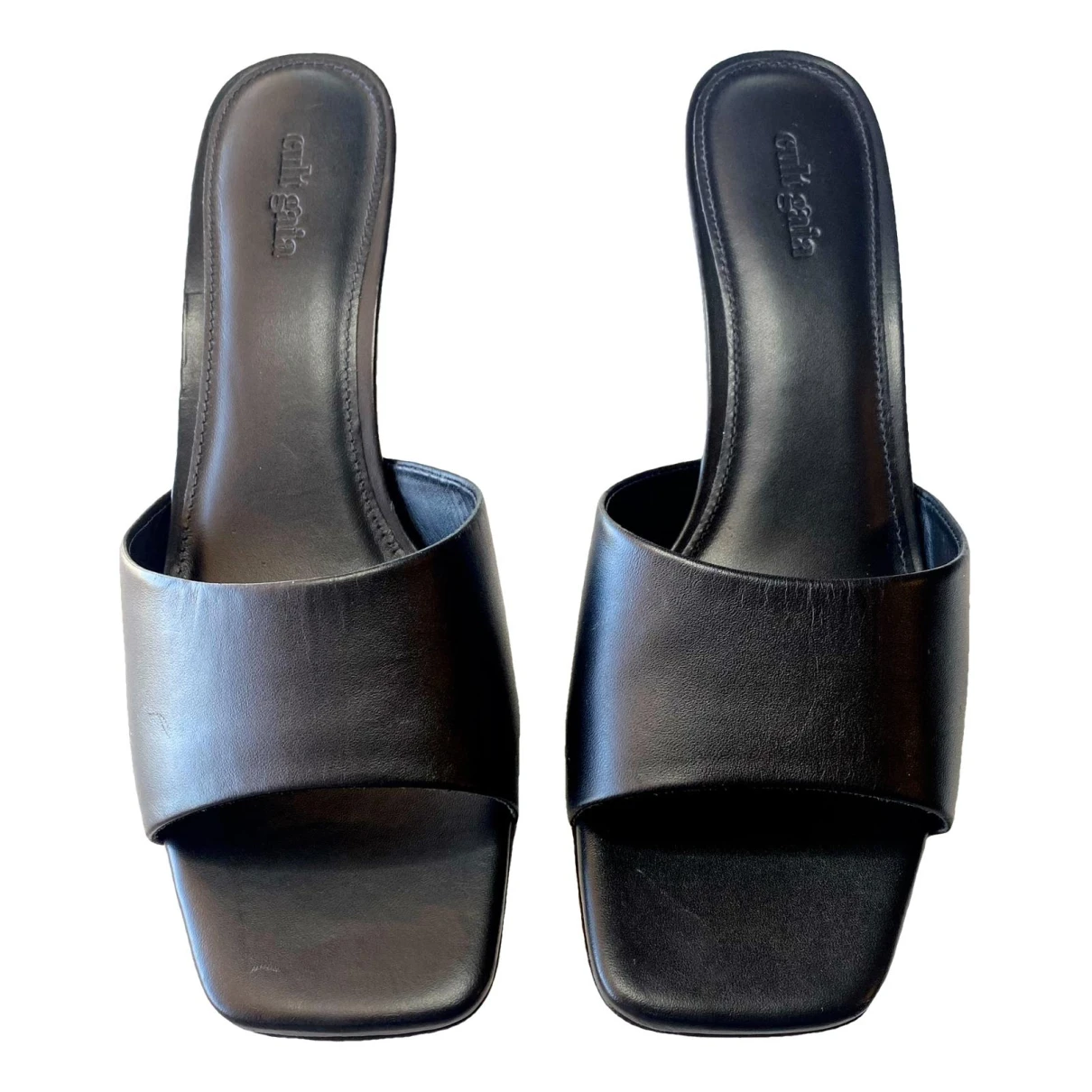 Pre-owned Cult Gaia Leather Mules & Clogs In Black