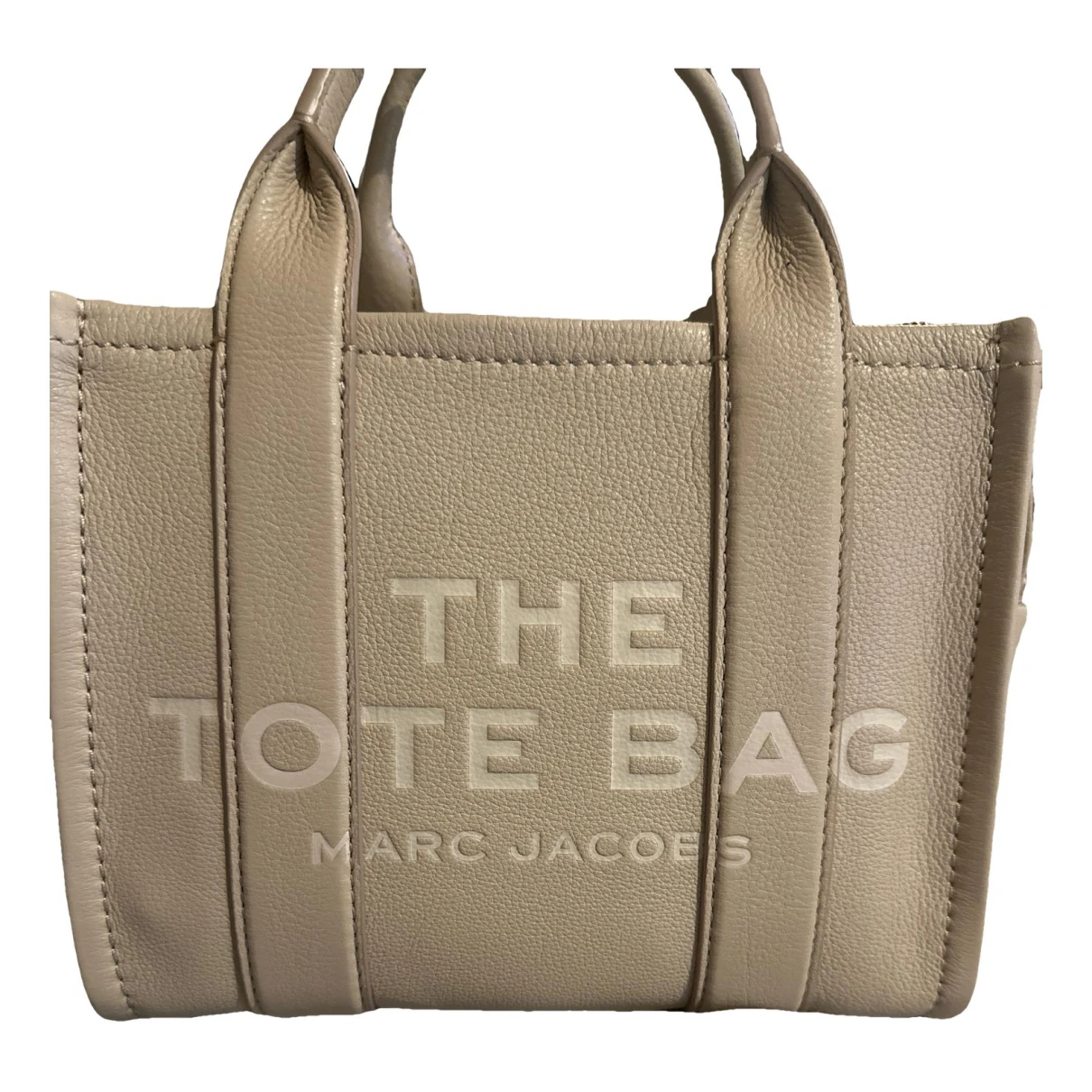 Pre-owned Marc Jacobs The Tag Tote Leather Tote In Beige