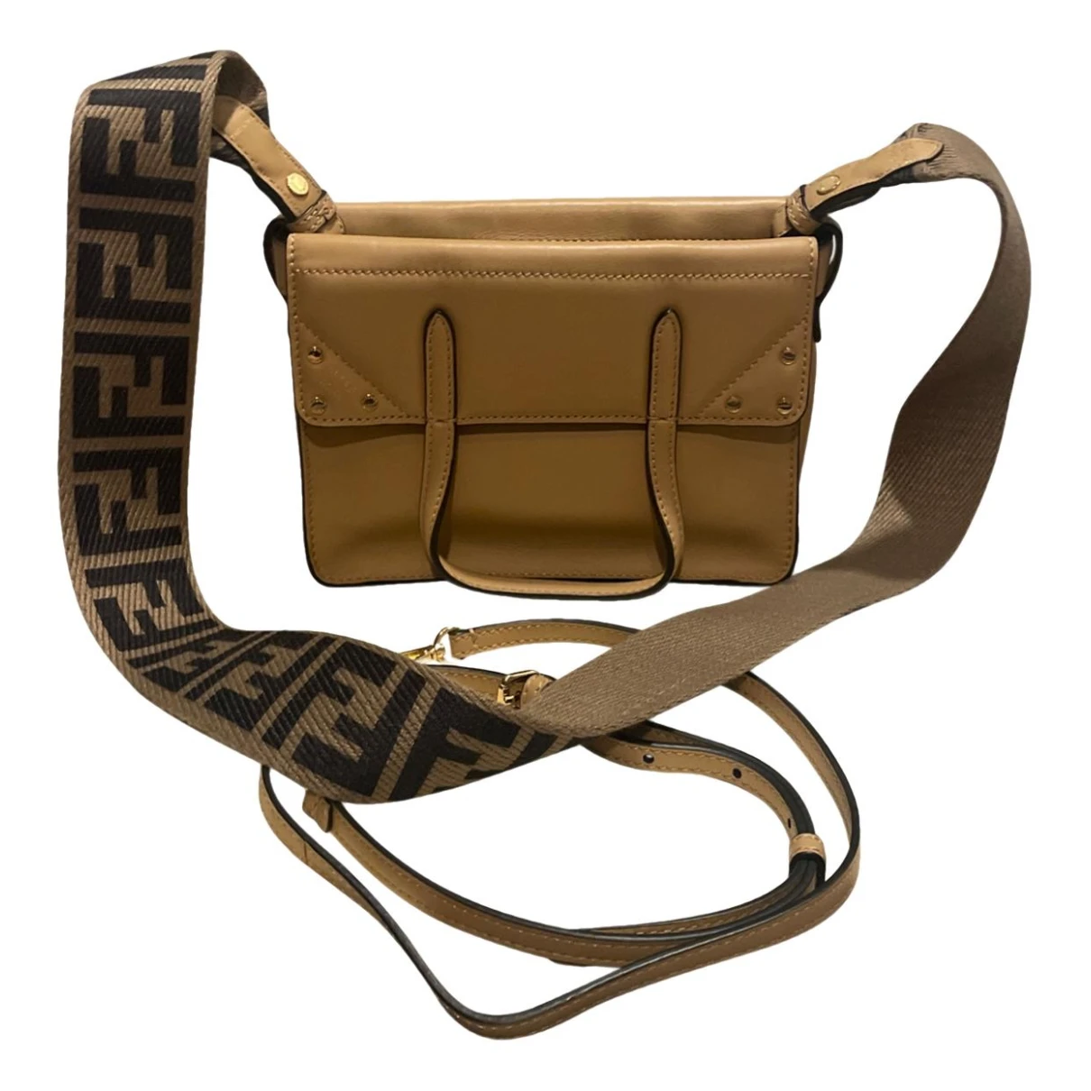 Pre-owned Fendi Leather Crossbody Bag In Camel
