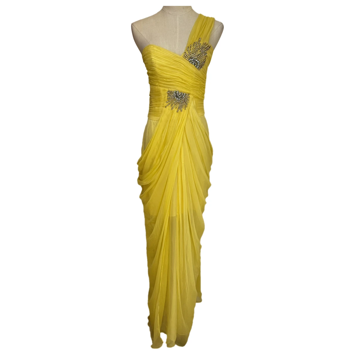 Pre-owned Catherine Malandrino Silk Maxi Dress In Yellow