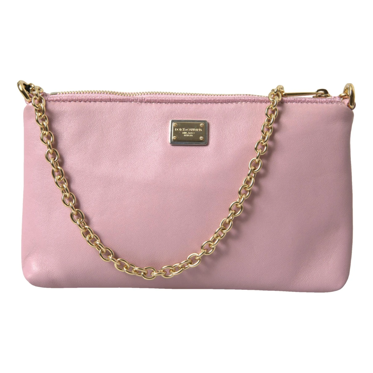Pre-owned Dolce & Gabbana Leather Clutch Bag In Pink