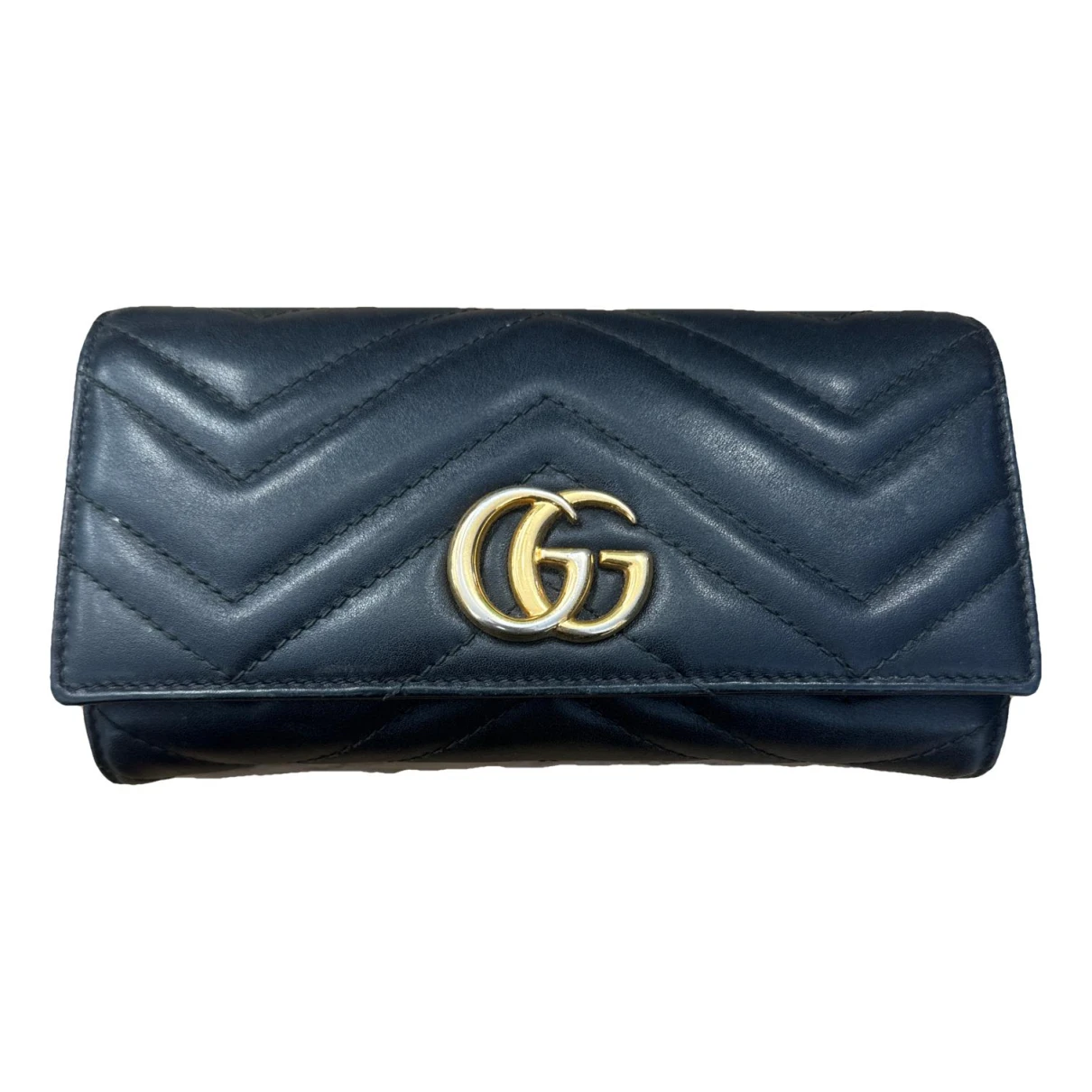 Pre-owned Gucci Marmont Leather Purse In Black