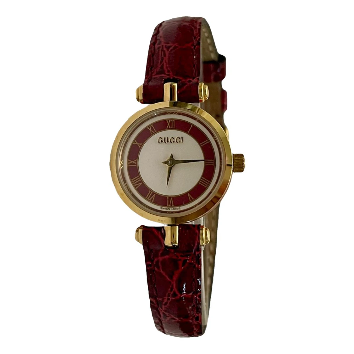 Pre-owned Gucci Watch In Burgundy