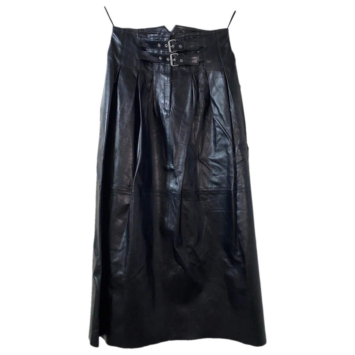 Pre-owned Celine Leather Maxi Skirt In Black