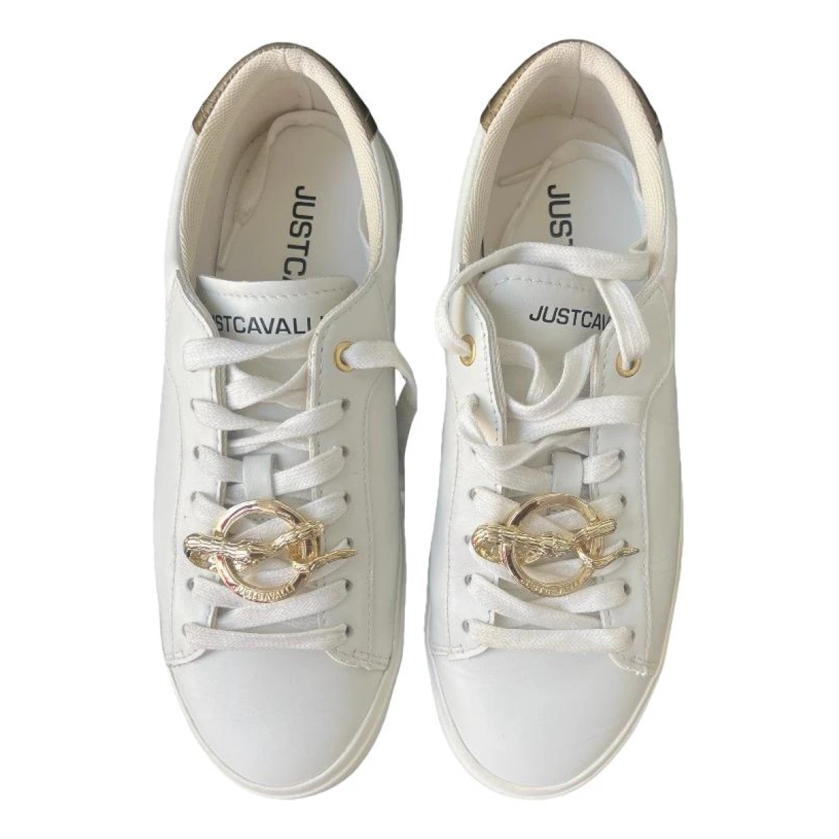 Pre-owned Just Cavalli Leather Trainers In White