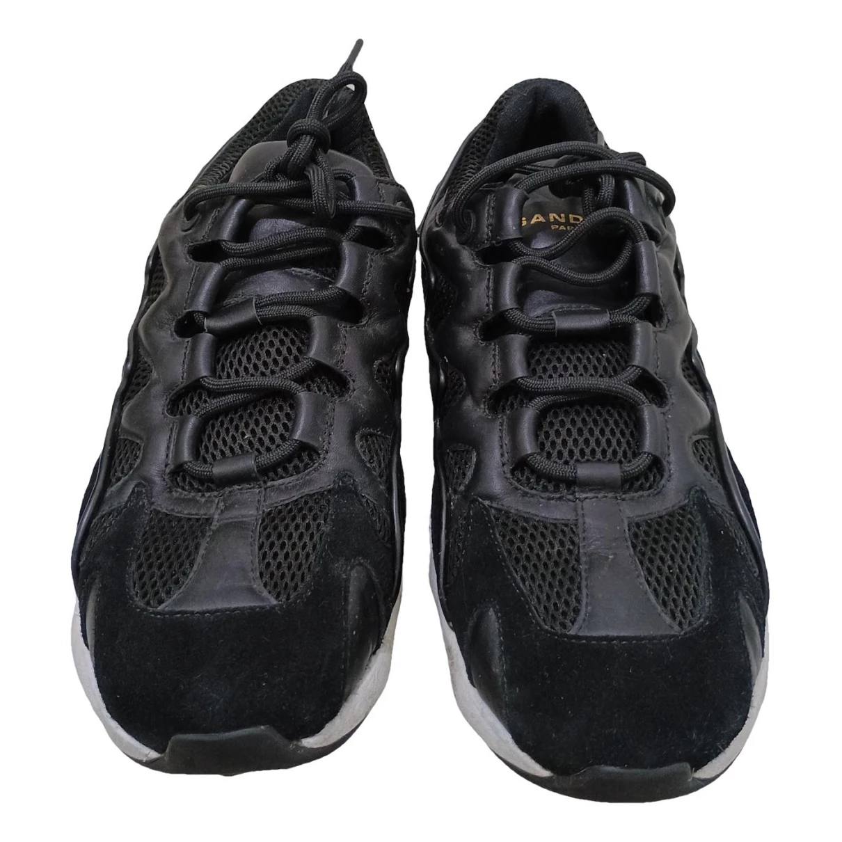 Pre-owned Sandro Leather Low Trainers In Black