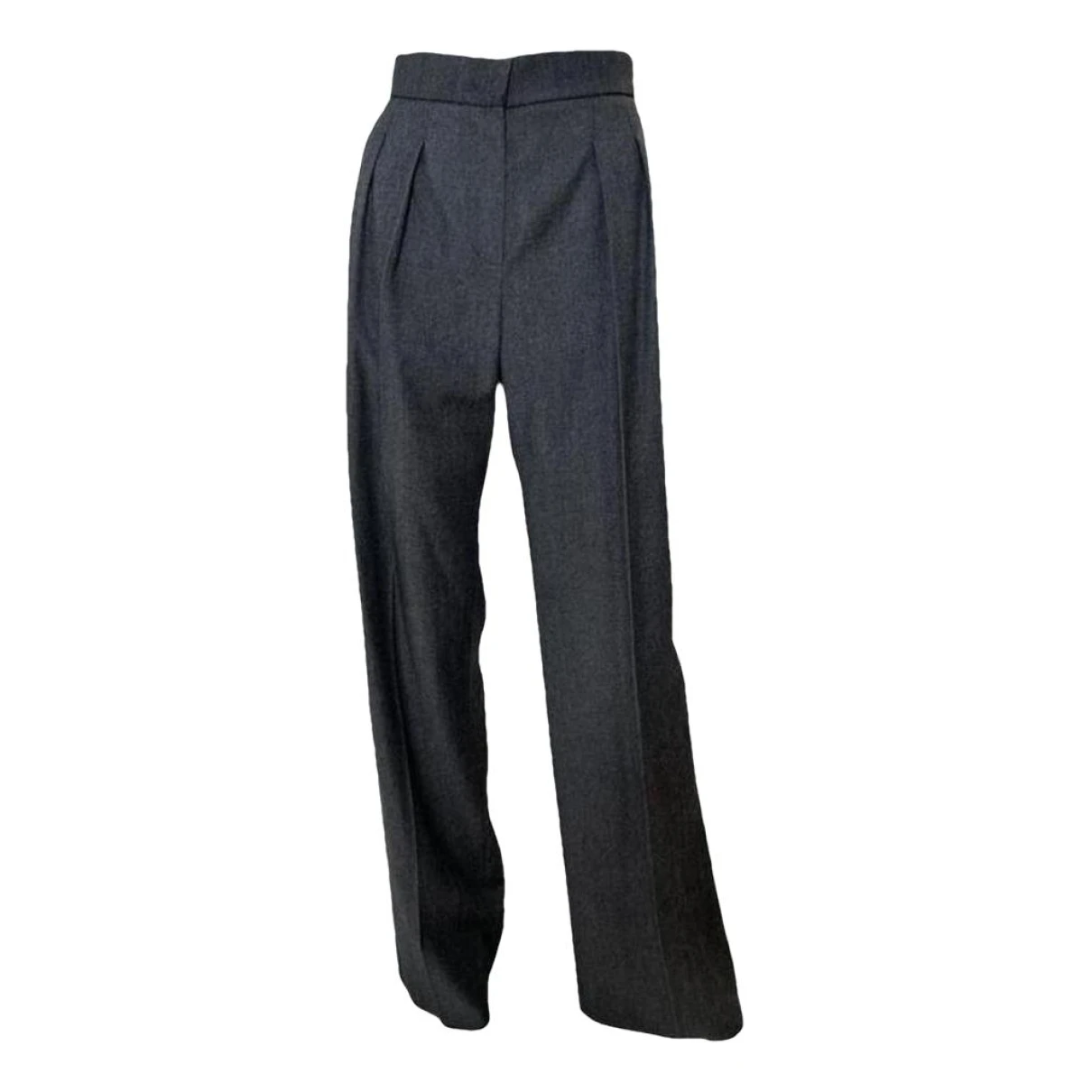 Pre-owned Max Mara Wool Large Pants In Black