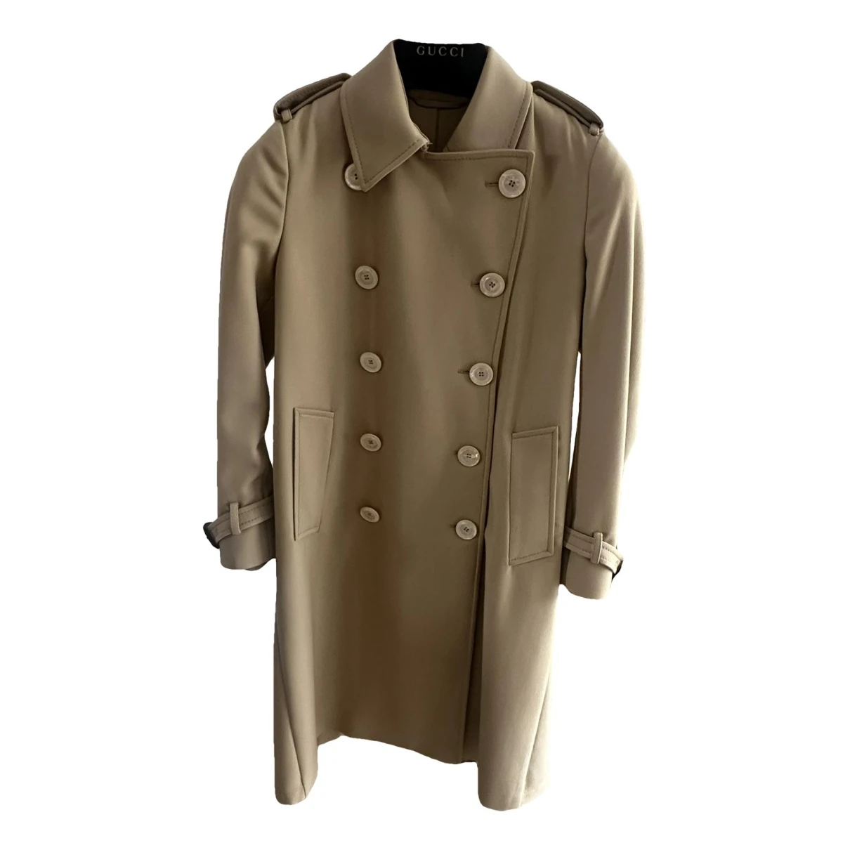 Pre-owned Gucci Wool Trench Coat In Beige