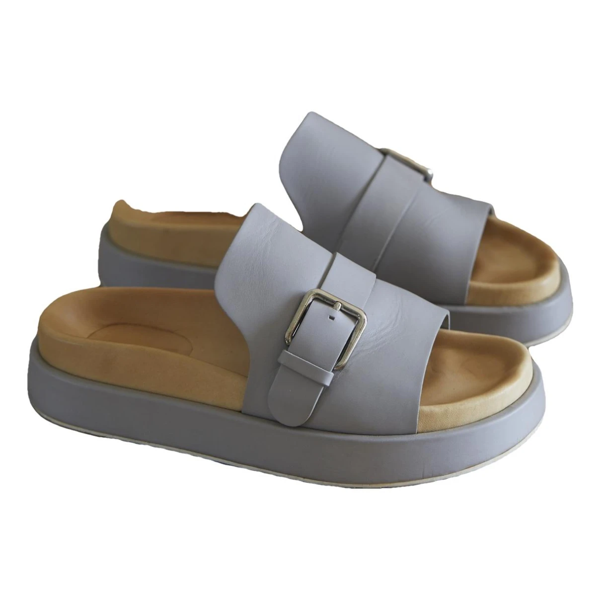 Pre-owned Jil Sander Leather Flats In Grey