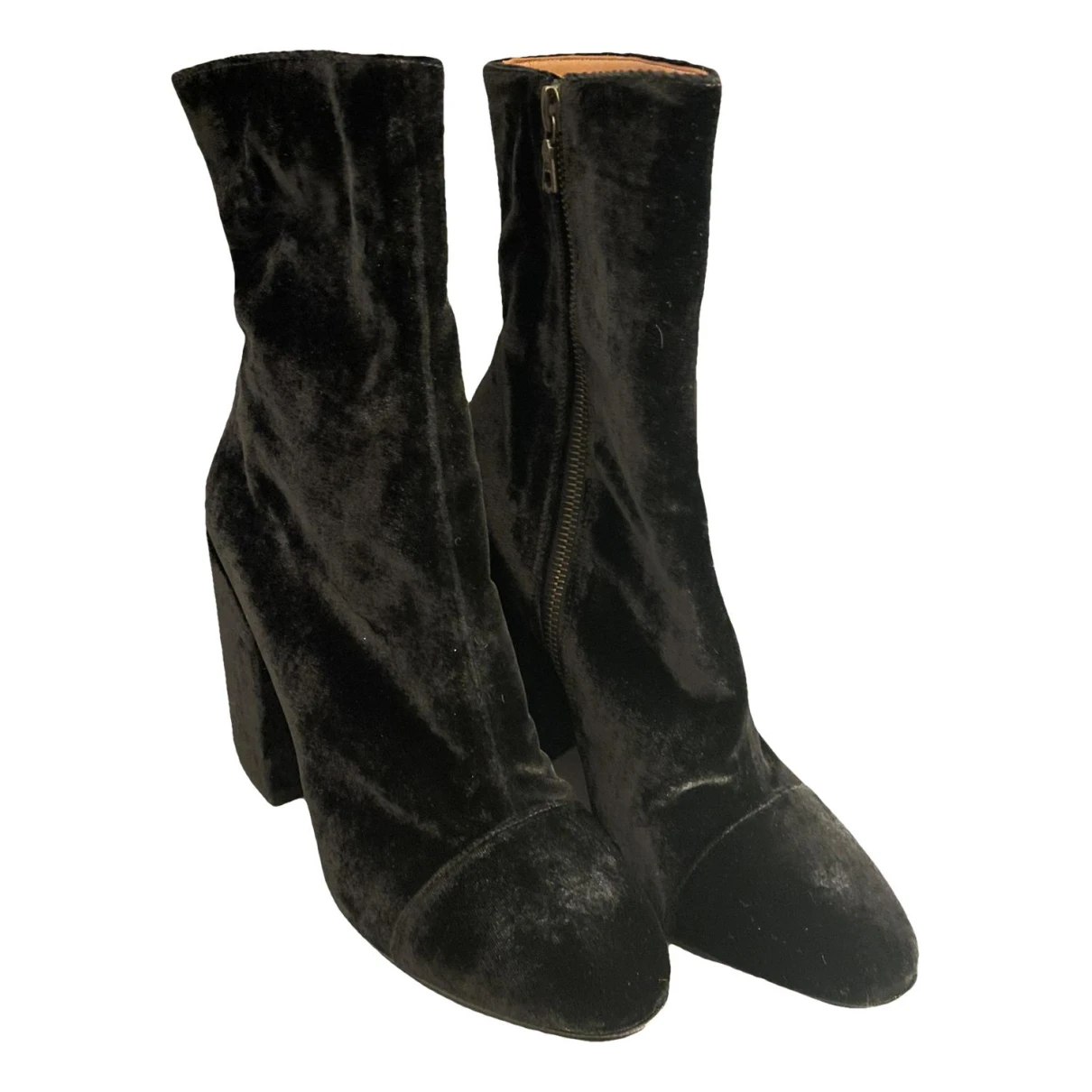 Pre-owned Dries Van Noten Velvet Ankle Boots In Black