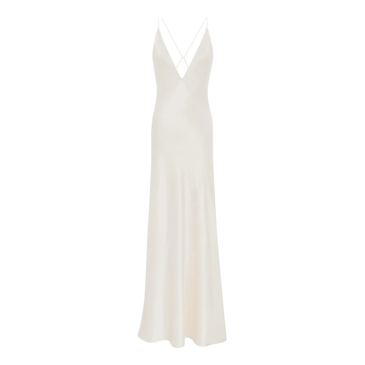 Pre-owned Saint Laurent Silk Maxi Dress In White