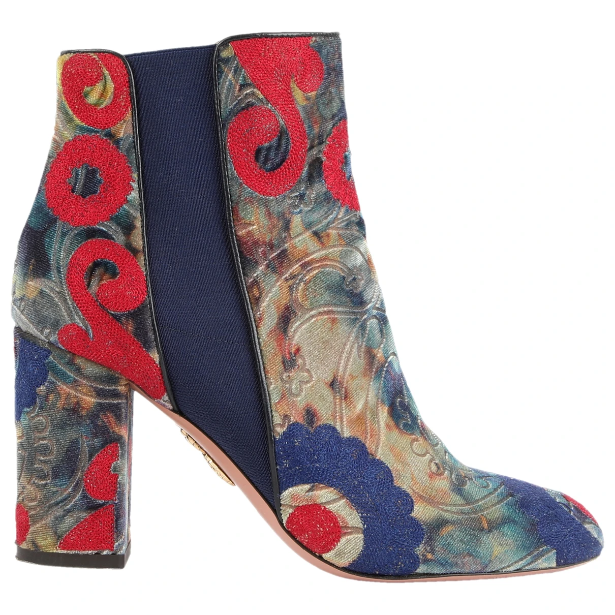 Pre-owned Aquazzura Velvet Ankle Boots In Multicolour