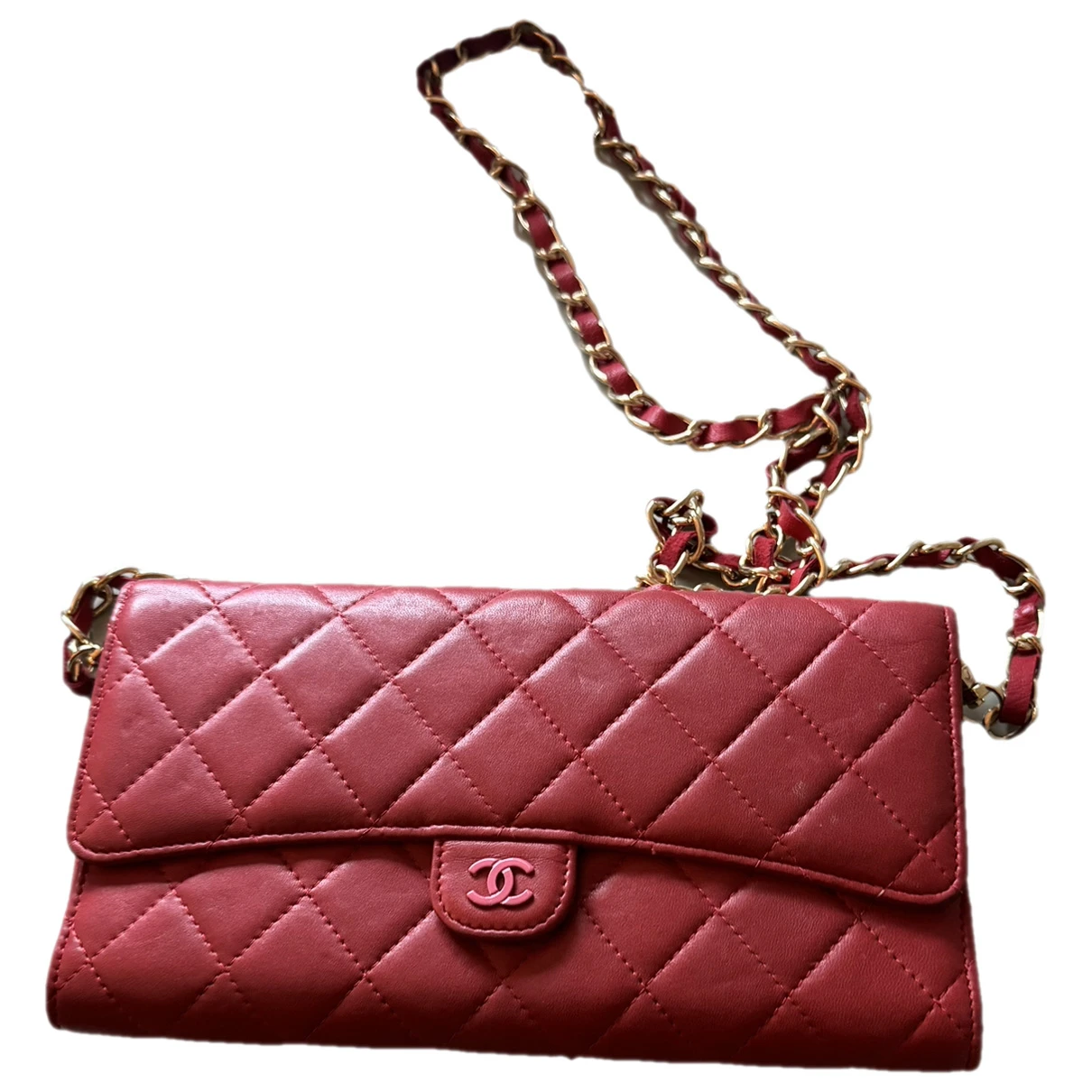 Pre-owned Chanel Leather Clutch In Red