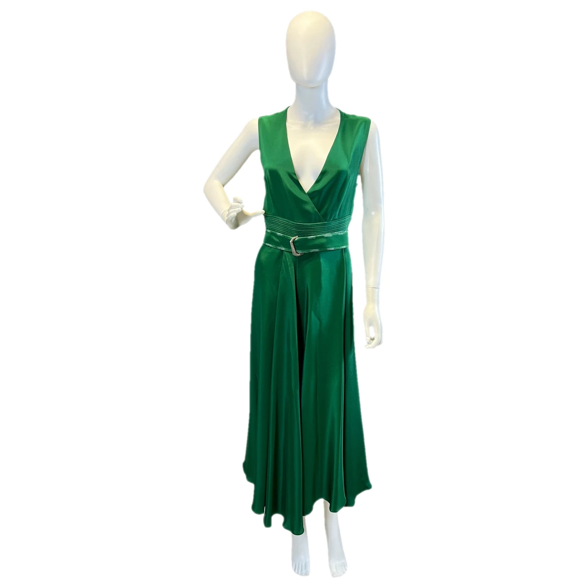Pre-owned Max Mara Silk Mid-length Dress In Green