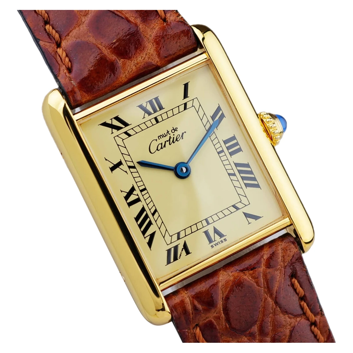 Pre-owned Cartier Tank Must Silver Gilt Watch In Brown