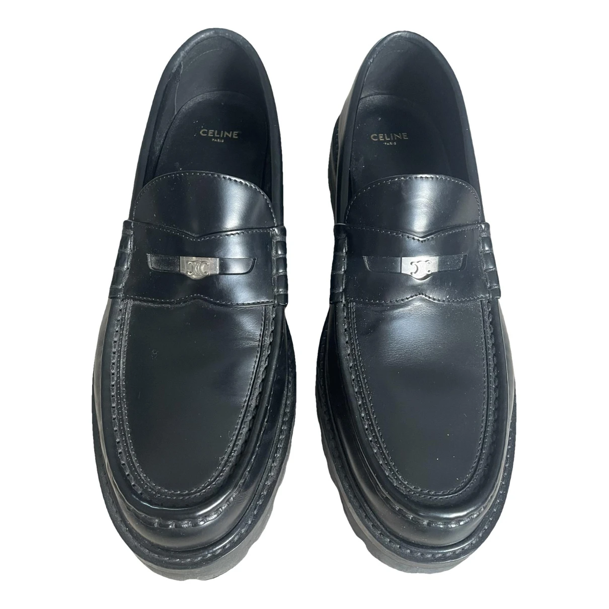 Pre-owned Celine Leather Flats In Black