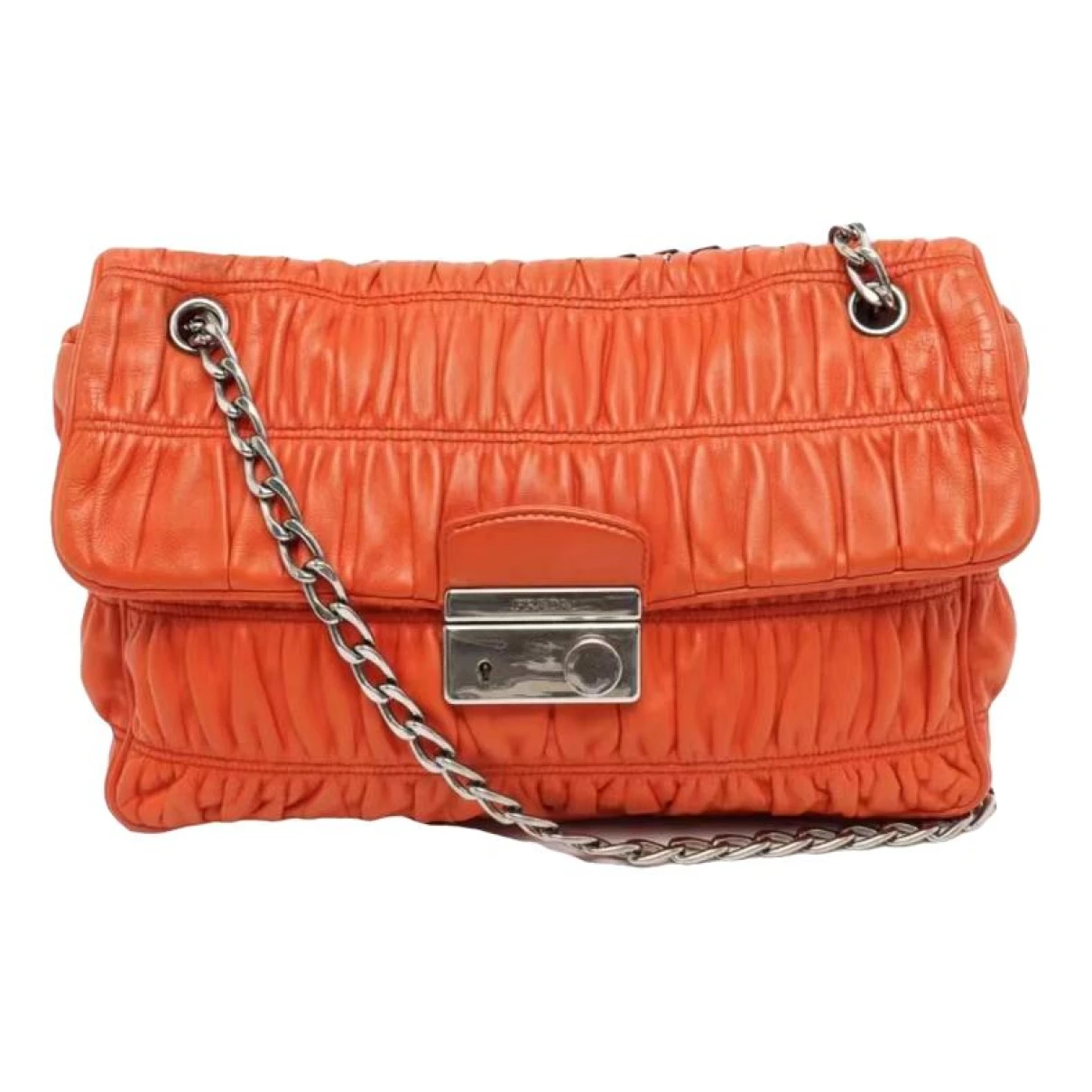Pre-owned Prada Diagramme Leather Handbag In Orange